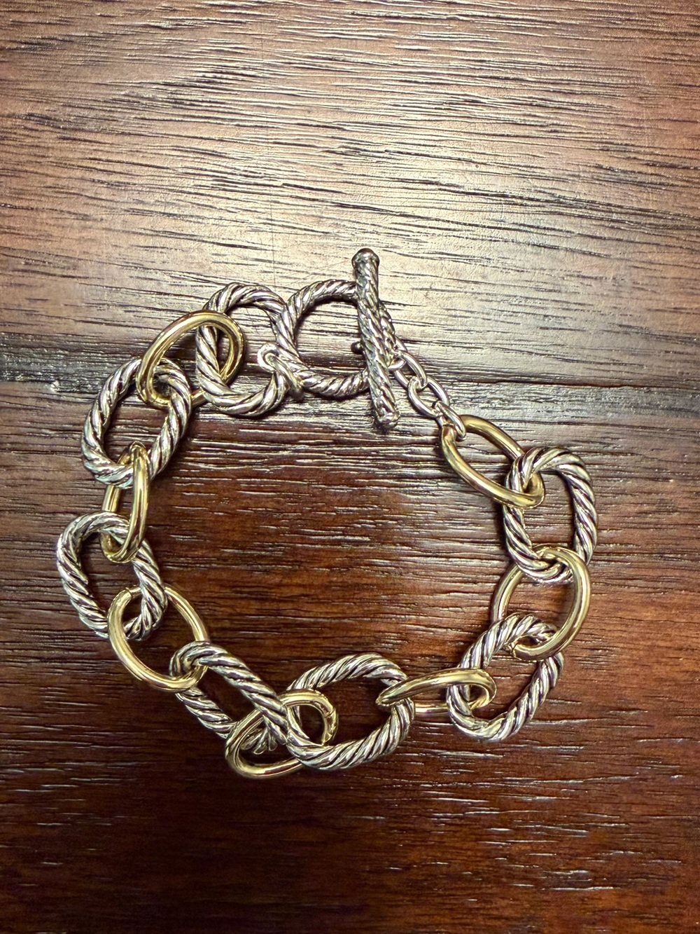 Two-Tone Rope Link Bracelet - Gold & Silver - Picture 1 of 2